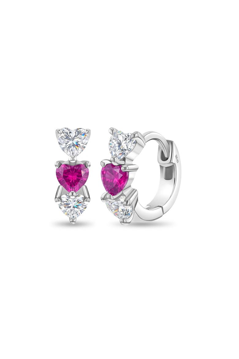 Cascading Cubic Zirconia Heart Hoop, Main, color, Hot Pink
