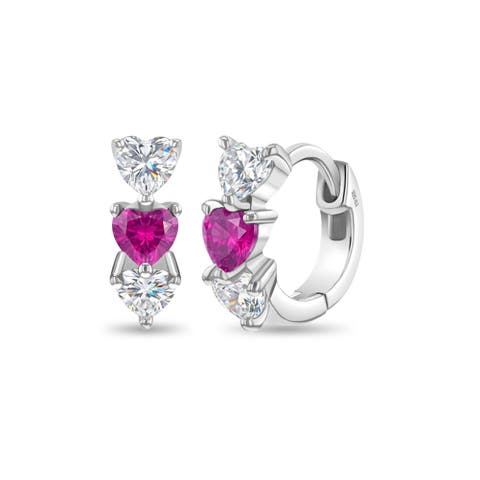 Cascading Cubic Zirconia Heart Hoop