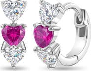 In Season Jewelry Cascading Cubic Zirconia Heart Hoop