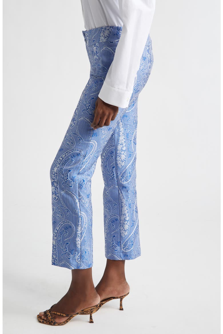 Microcheck Embroidered Paisley Pants, Alternate, color, MULTICOLOUR ON BLUE BASE