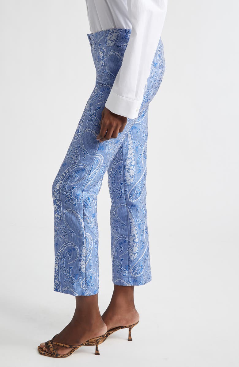 Etro Microcheck Embroidered Paisley Pants, Alternate, color, Multicolour On Blue Base