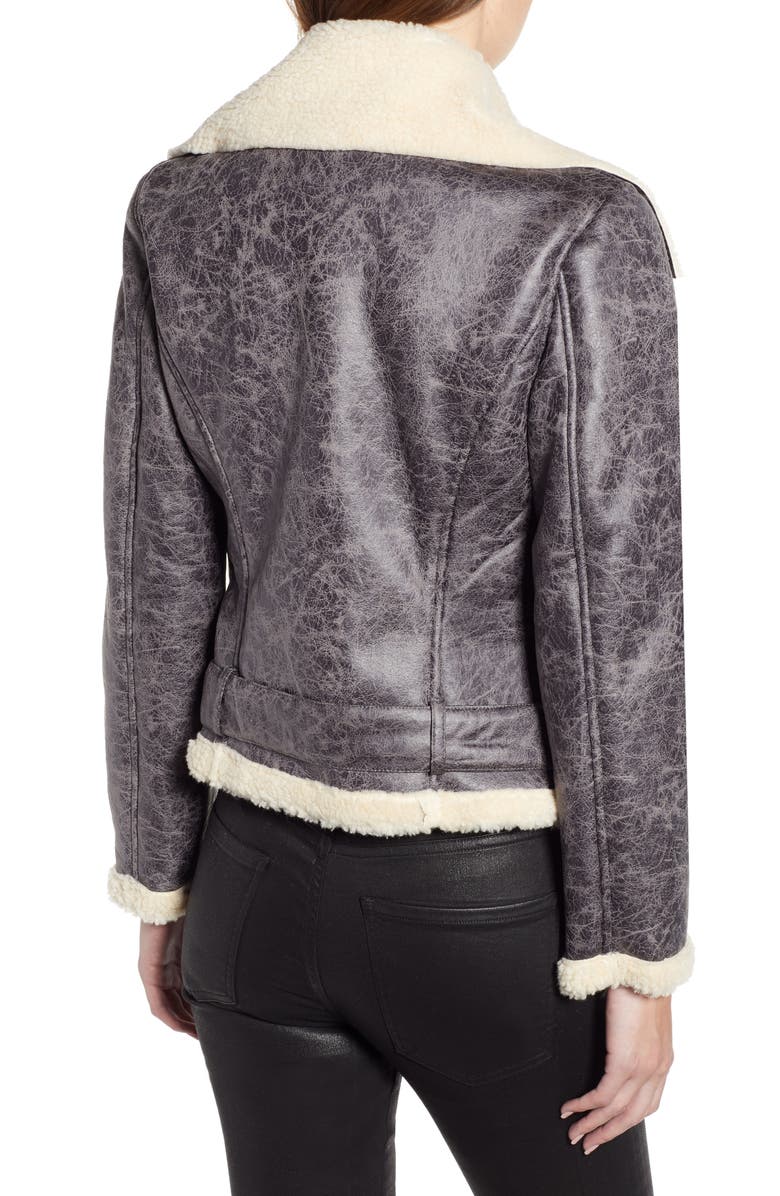 Kenneth Cole New York Faux Shearling Moto Jacket, Alternate, color, 