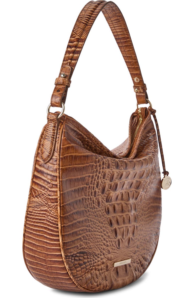 Brahmin Small Kathleen Croc Embossed Leather Shoulder Bag, Alternate, color, Cinnamon