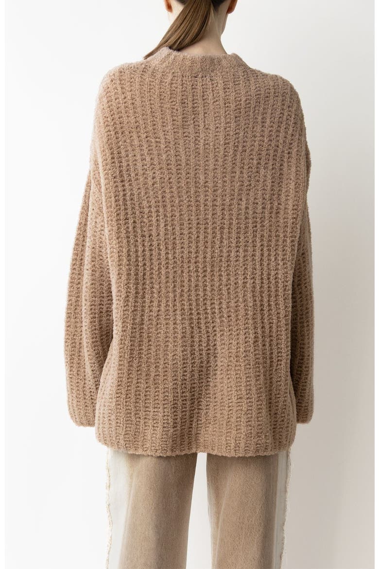 Plush Boucle Oversized Crew Neck, Alternate, color, Champagne