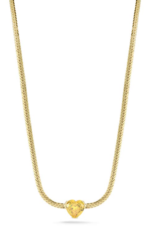 Cubic Zirconia Heart Snake Chain Necklace