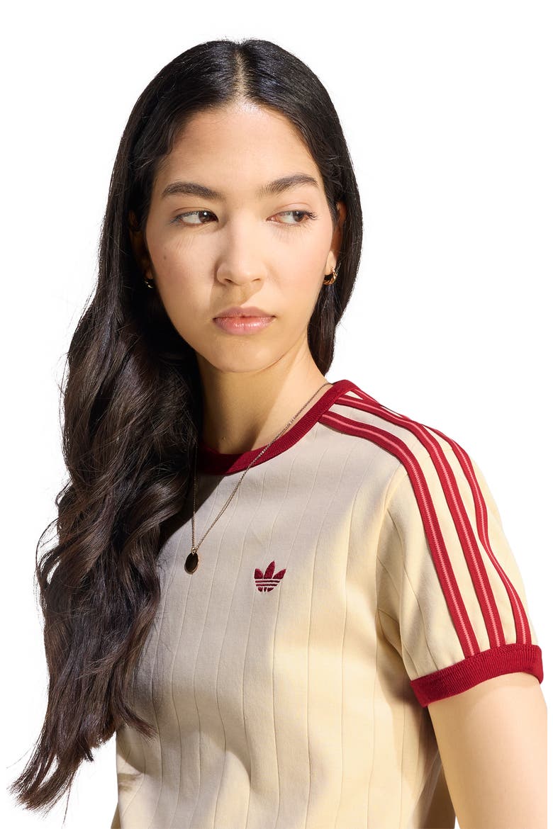 Pinstripe Slim Cotton T-Shirt, Alternate, color, VANILLA/ VICTORY RED/ SCARLET