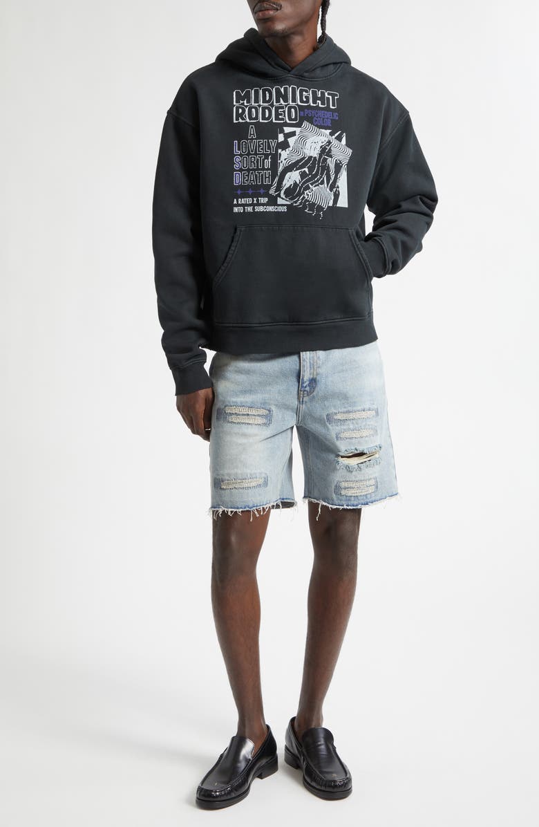 MIDNIGHT RODEO Distressed Cutoff Denim Shorts, Alternate, color, Light Blue Wash