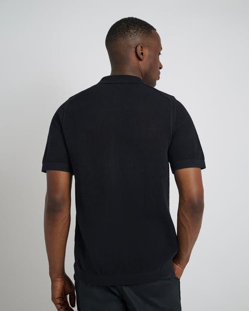 Onia Crochet Knit Button Up Shirt In Black