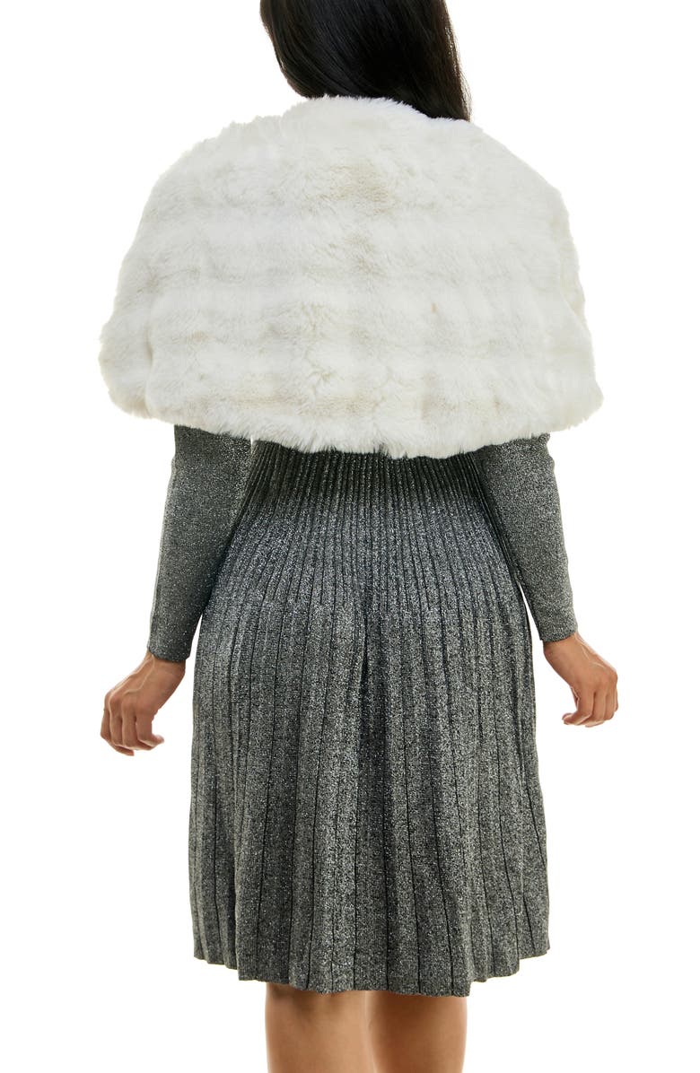 Nina Leonard Faux Fur Wrap Capelet, Alternate, color, Ivory
