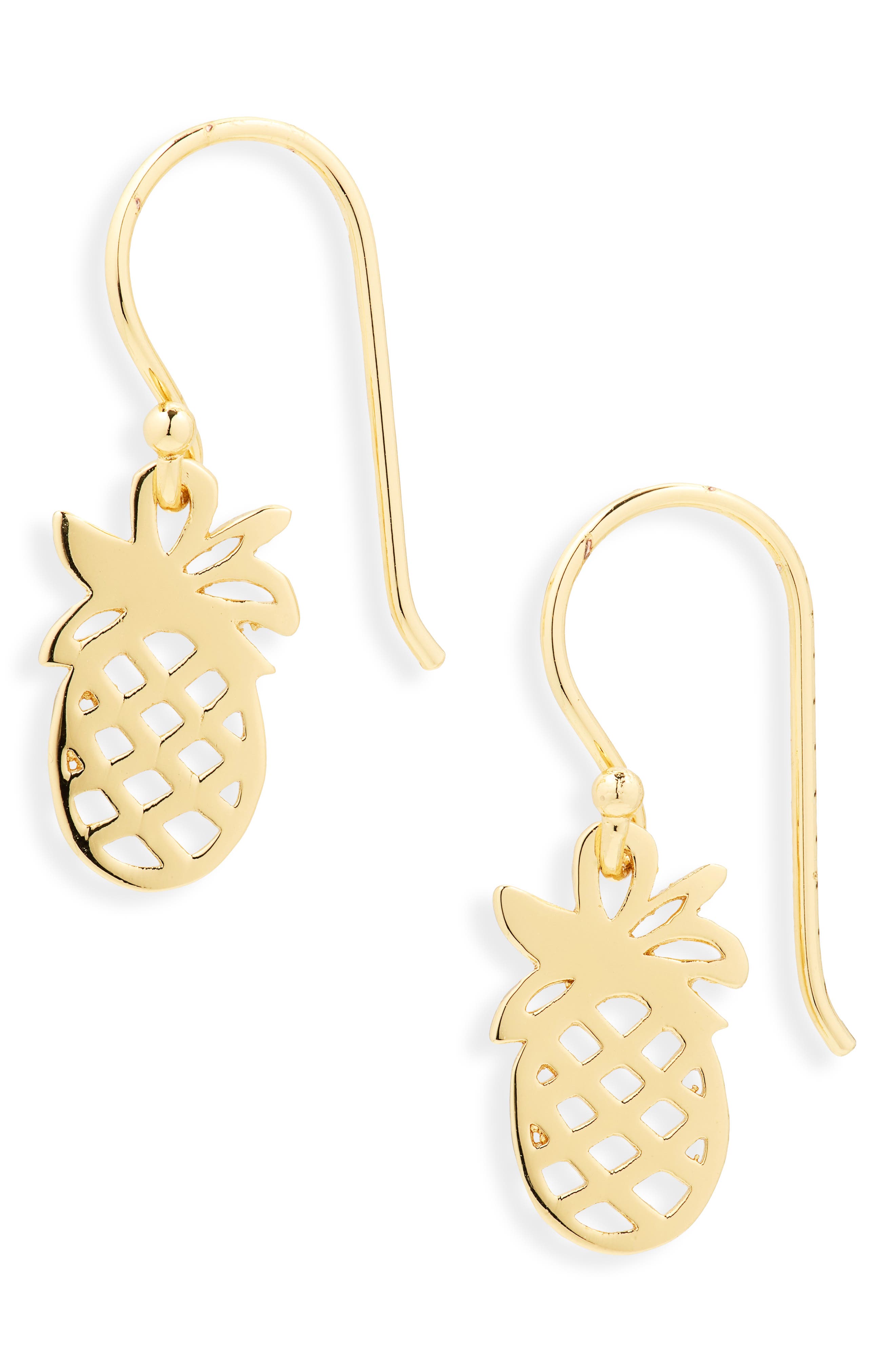 Kiara By Ki-ele Pineapple Silhouette Drop Earrings In Gold