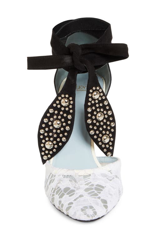 Shop Valentino Garavani Tie Ankle Strap D'orsay Pump In Ivory/nero