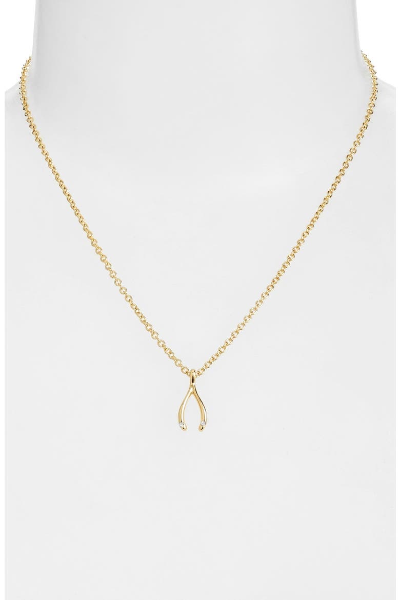 ' dainty sparklers' wishbone pendant necklace, Alternate, color, GOLD