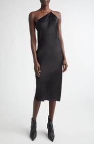 Rick Owens One-Shoulder Satin Midi Dress