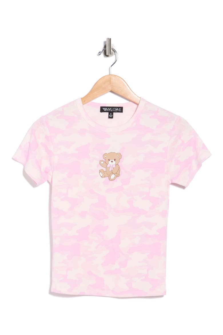 Camo Teddy Graphic Tee, Alternate, color, PINK