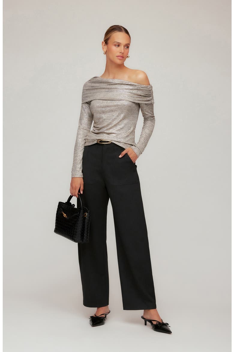 Agnes Off the Shoulder Metallic Top, Alternate, color, GOLD DUST