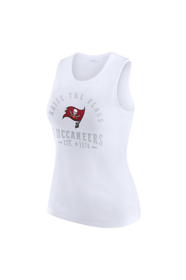 Women's WEAR by Erin Andrews  White Tampa Bay Buccaneers Ribbed Graphic Tank Top, Alternate, color, White