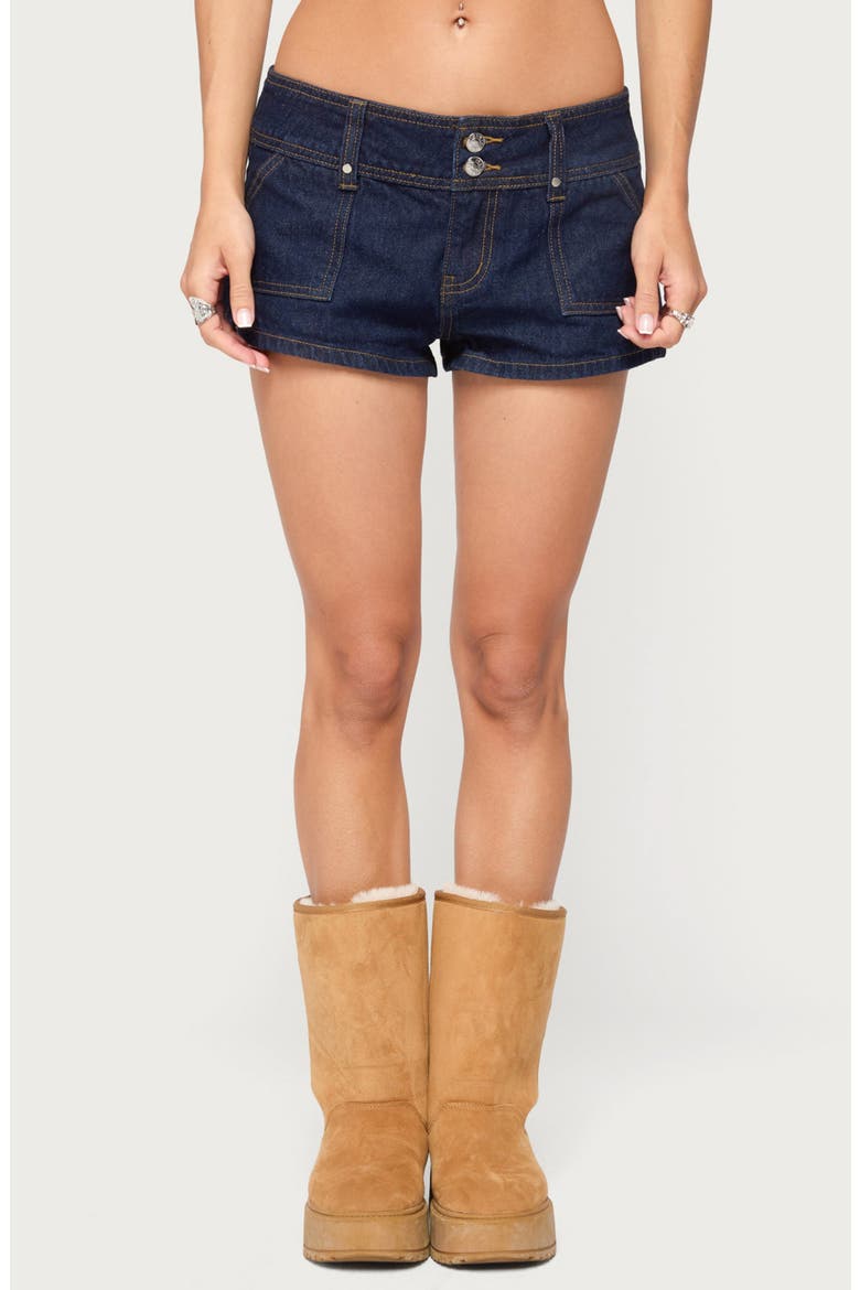 Keinan Low Rise Denim Shorts, Main, color, DARK-BLUE