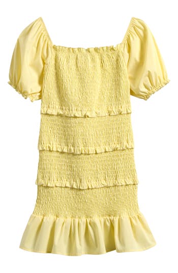 Ava & Yelly Kids' Ruffle Smocked Sundress In Yellow
