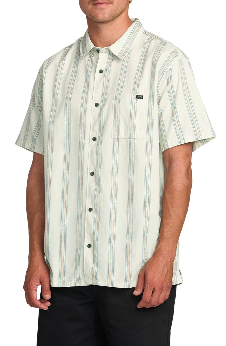 Billabong Sundays Jacquard Short Sleeve Button-Up Shirt, Main, color, Silver