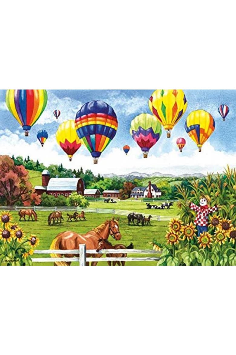 Balloons Over Fields 500 piece Jigsaw Puzzle for Adults, Alternate, color, Multicolor