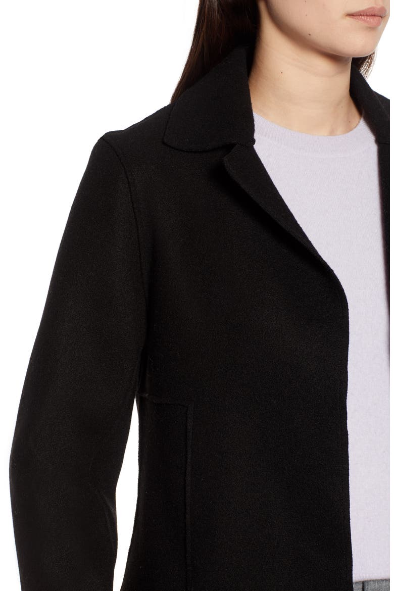 Raw Edge Wool-Blend Clutch Coat, Alternate, color, BLACK