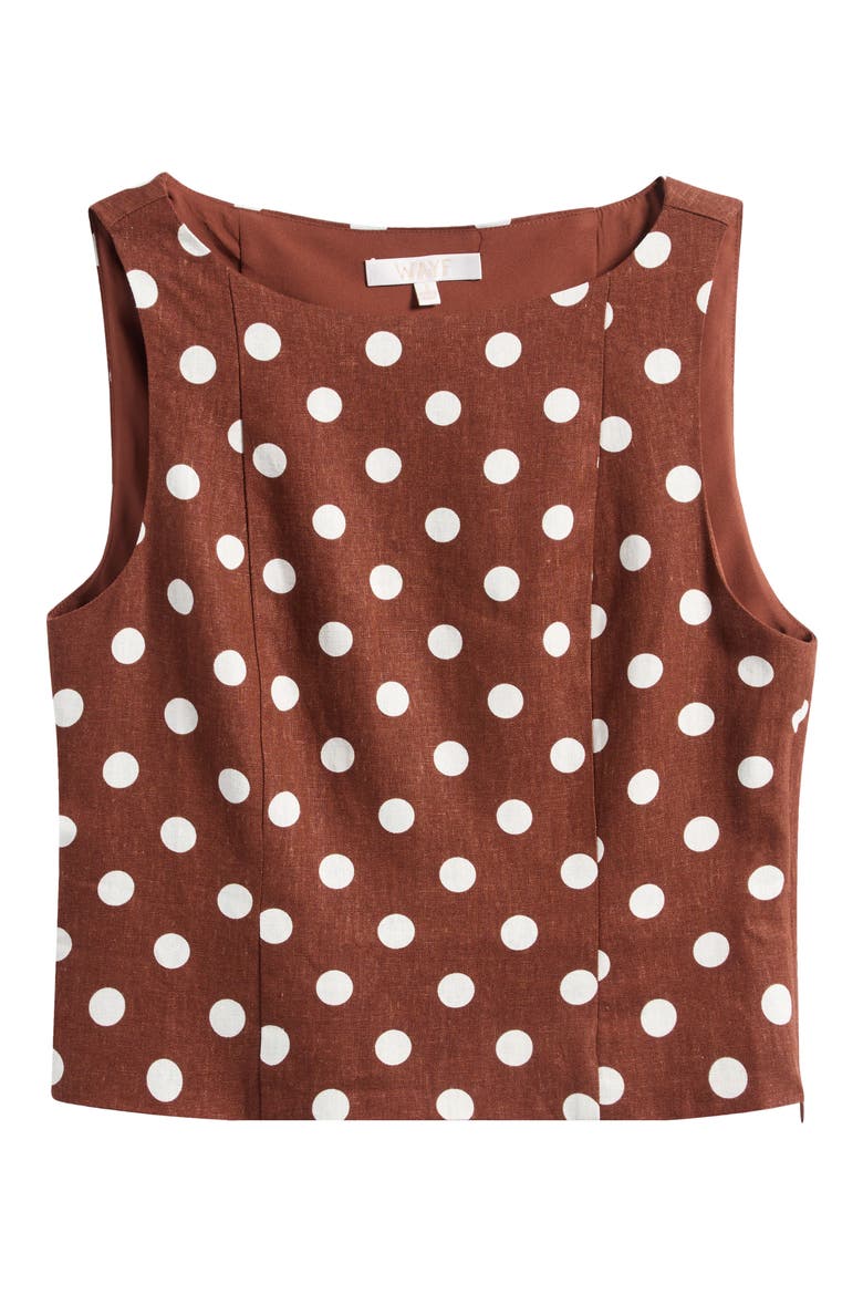 Elle Polka Dot Sleeveless Linen Blend Shell, Alternate, color, REDWOOD POLKA DOT