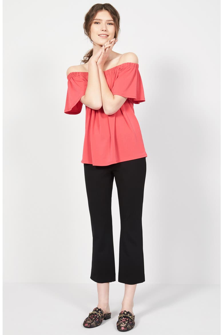 Kick Flare Knit Ankle Pants, Alternate, color, BLACK