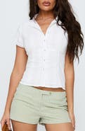 Princess Polly Tyrin Lace Trim Organic Cotton Button-Up Shirt