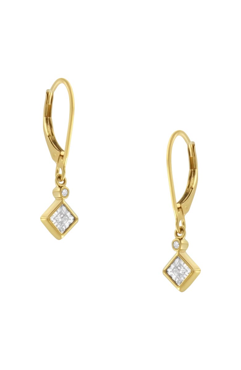 Haus of Brilliance 2 Micron 14K Yellow Gold Plating Diamond Dangle Earrings, Main, color, Yellow