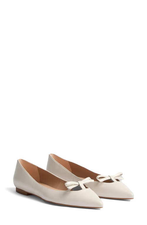 Lk Bennett Lynne Mini Bow Pointed Toe Flat In Ecru