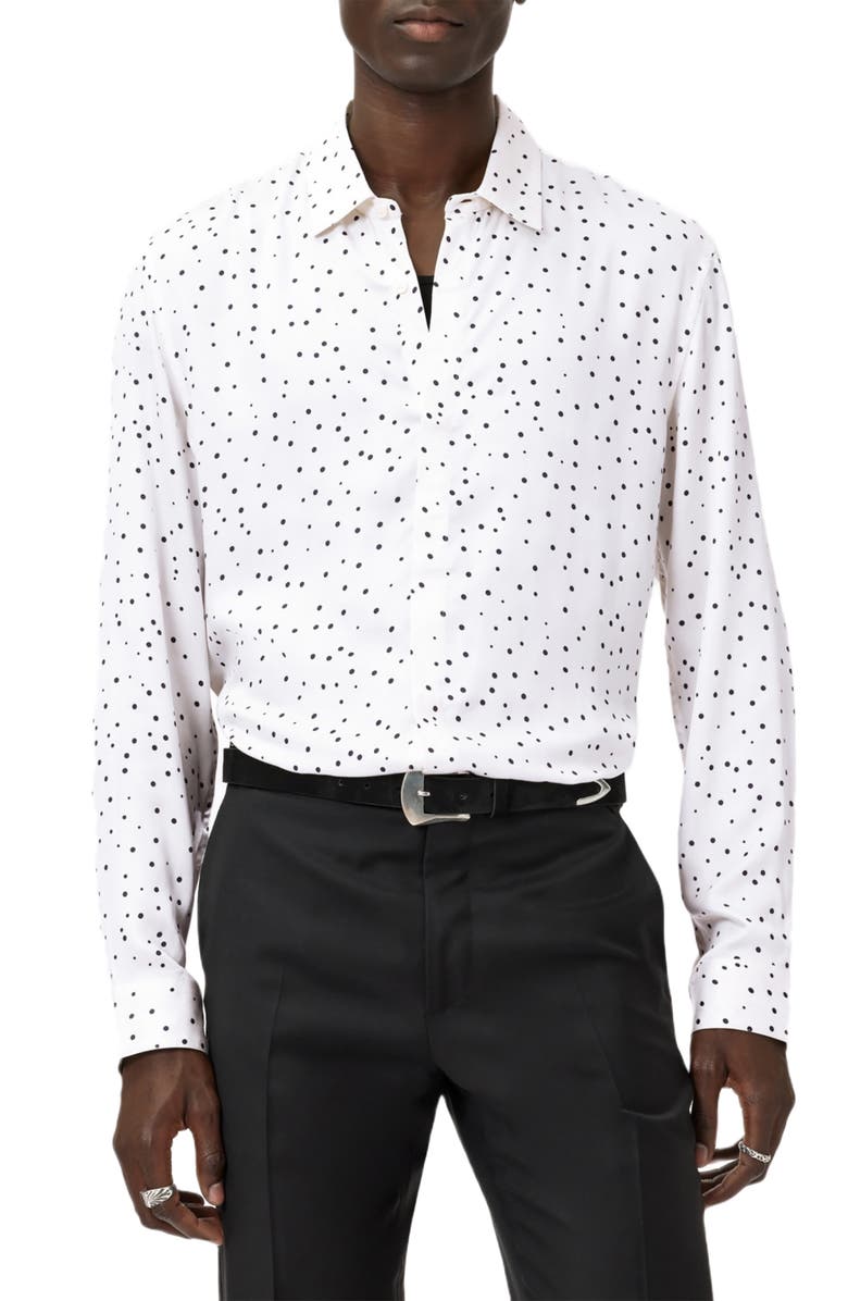 John Varvatos Rodney Hidden Placket Button-Up Shirt, Main, color, White
