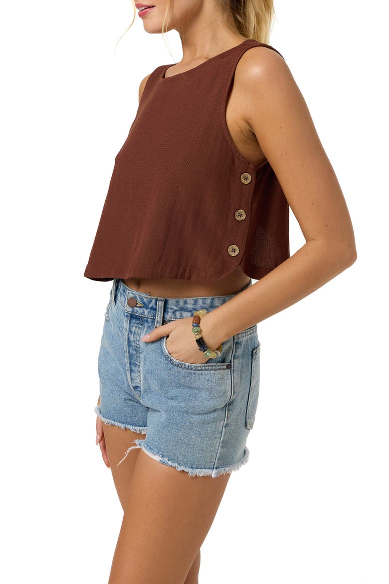 Sanders Side Button Crop Tank, Alternate, color, COCONUT BROWN