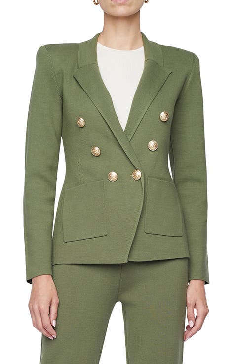 Kenzie Cotton Blend Knit Double Breasted Blazer