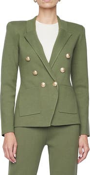 L'AGENCE Kenzie Cotton Blend Knit Double Breasted Blazer
