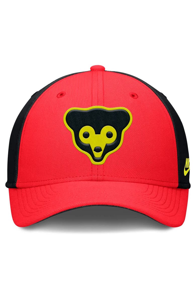 Nike Men's Nike Crimson/Black Chicago Cubs Neon 90s Rise SwooshFlex Hat, Alternate, color, Crimson