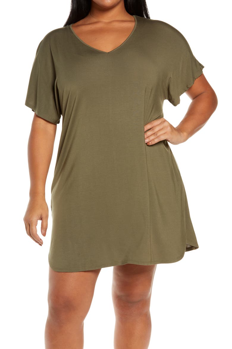 Moonlight Dolman Sleeve Nightshirt, Main, color, OLIVE SARMA