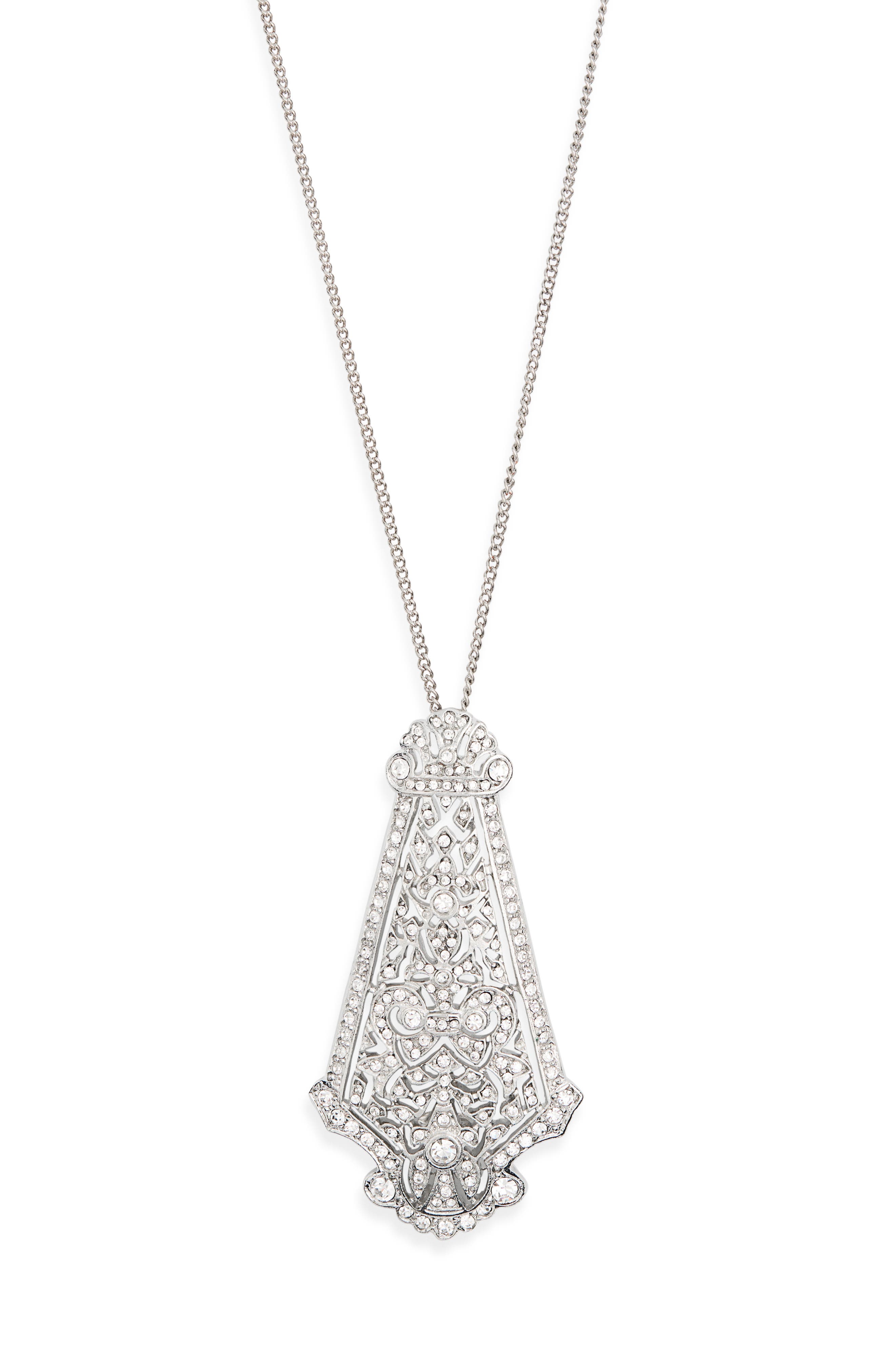 Kenneth Jay Lane Art Deco Crystal Pendant Necklace