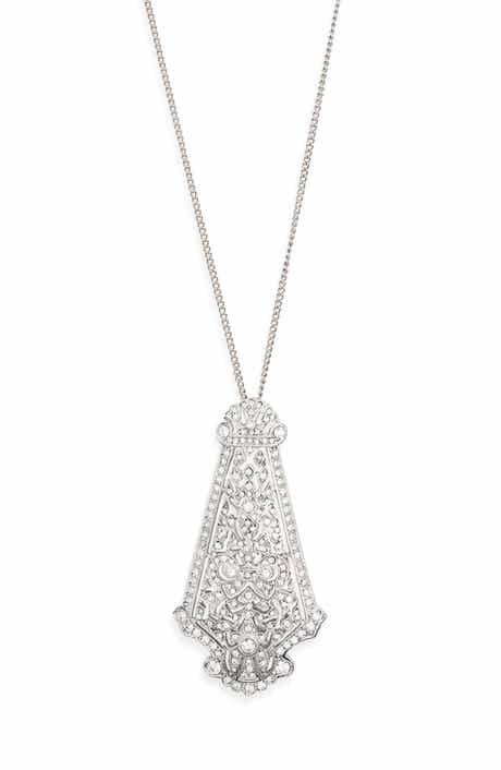 Kenneth Jay Lane Art Deco Crystal Pendant Necklace