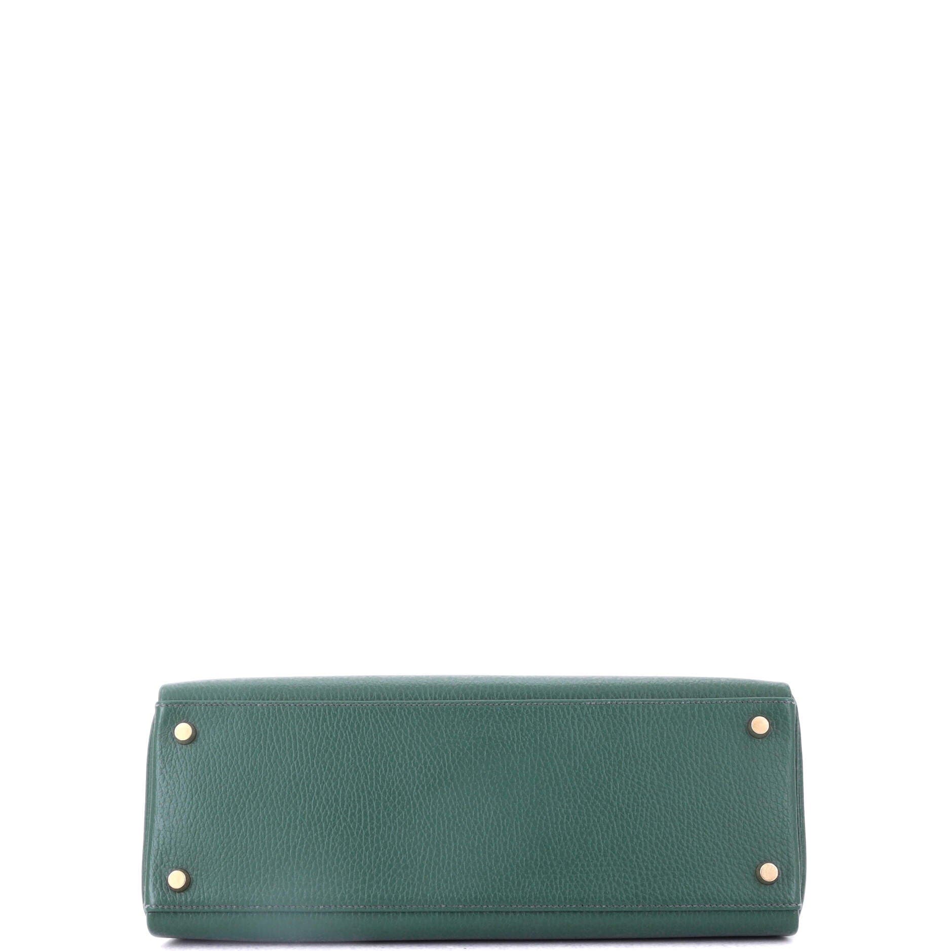 Pre-Owned Hermes Kelly Handbag Green Ardennes with Gold Hardware 32, Alternate, color, Vert