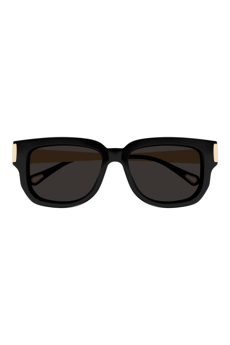 54mm Rectangular Sunglasses, Main, color, BLACK