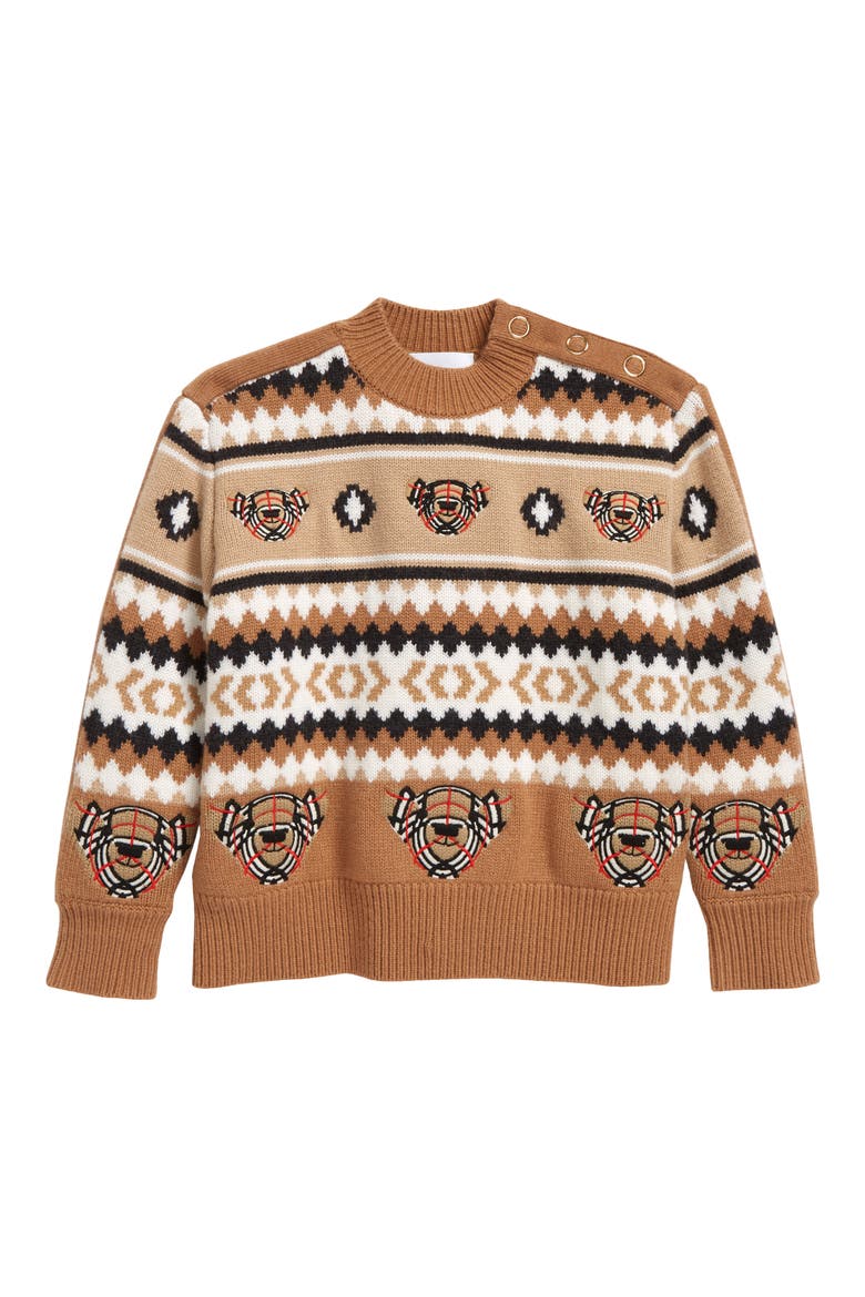Kids' Gerald Bear Fair Isle Sweater, Main, color, CAMEL IP PATTERN