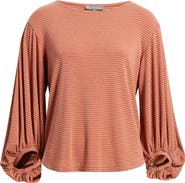 Wit & Wisdom Stripe Balloon Sleeve Knit Top