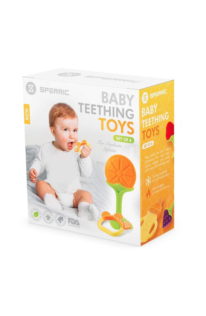 Sperric Silicone Baby Teethers Freezer Safe Gift Set, 6-Piece, Alternate, color, 