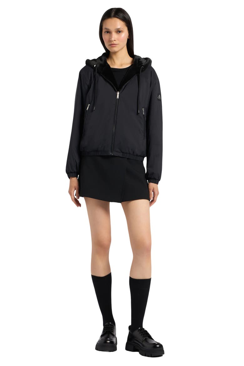 Eaton Bunny Reversible Faux Fur Hooded Jacket, Alternate, color, BLACK/BLACK - 313