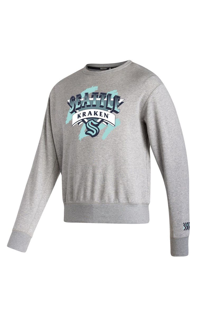 adidas Men's adidas Gray Seattle Kraken Reverse Retro 2.0 Vintage Pullover Sweatshirt, Alternate, color, 
