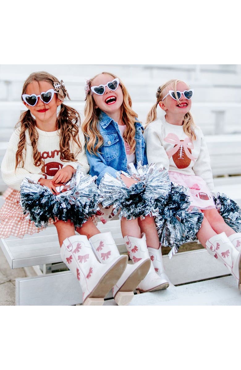 Sweet Wink Bow Football Patch Sweatshirt, Alternate, color, Natural