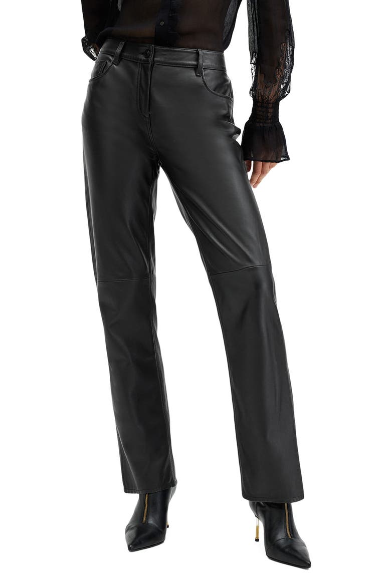 Saige Leather Pants, Main, color, BLACK