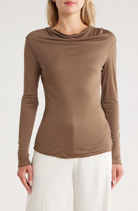 Cowl Neck Long Sleeve Top