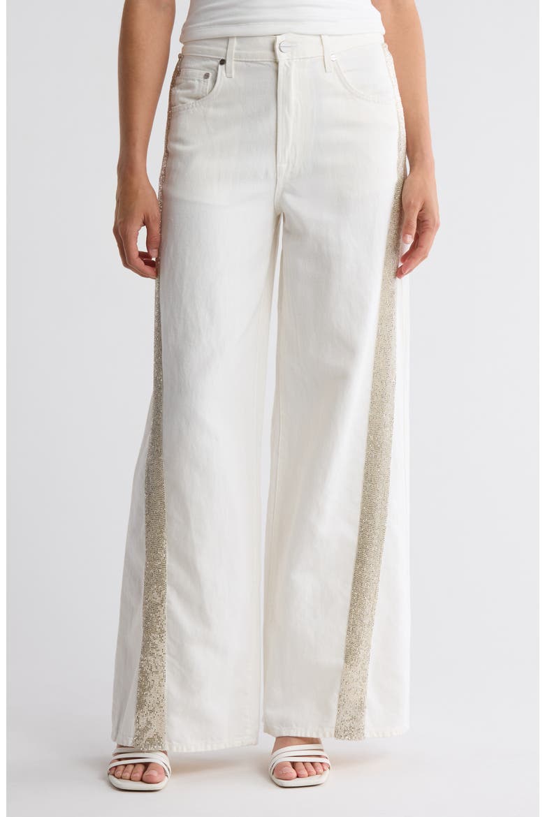 Almost Famous Side Sequin Jeans, Main, color, WHITE