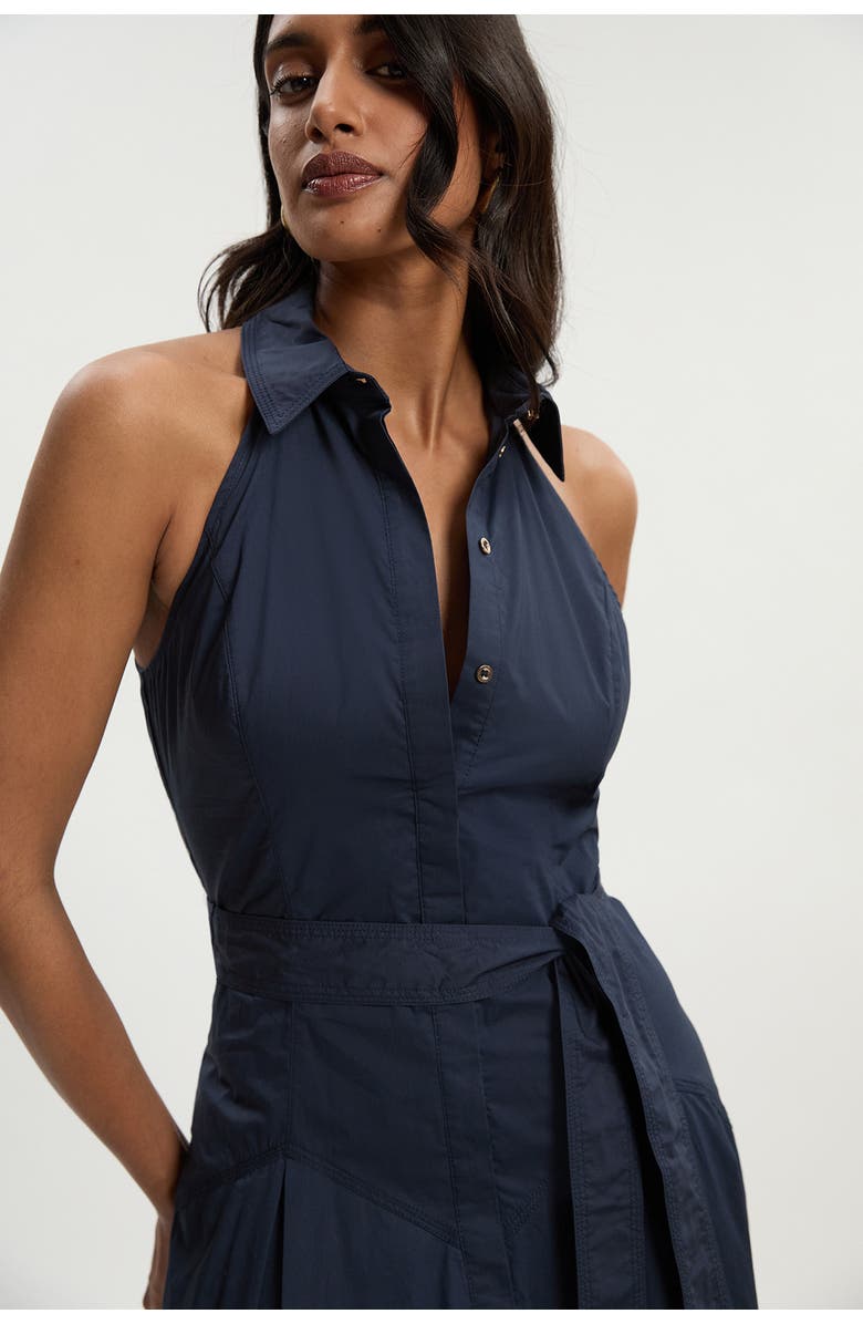 Karen Millen Midi Shirt Dress With Dropped Waist, Alternate, color, Navy